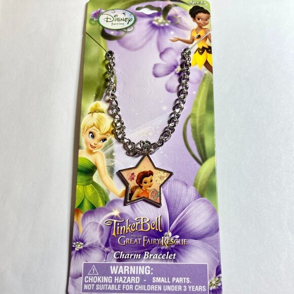 Vintage Disney Tinker Bell Rosetta Charm Bracelet Starter 8" Fairy Silver Tone - Picture 7 of 9